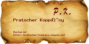 Pratscher Koppány névjegykártya